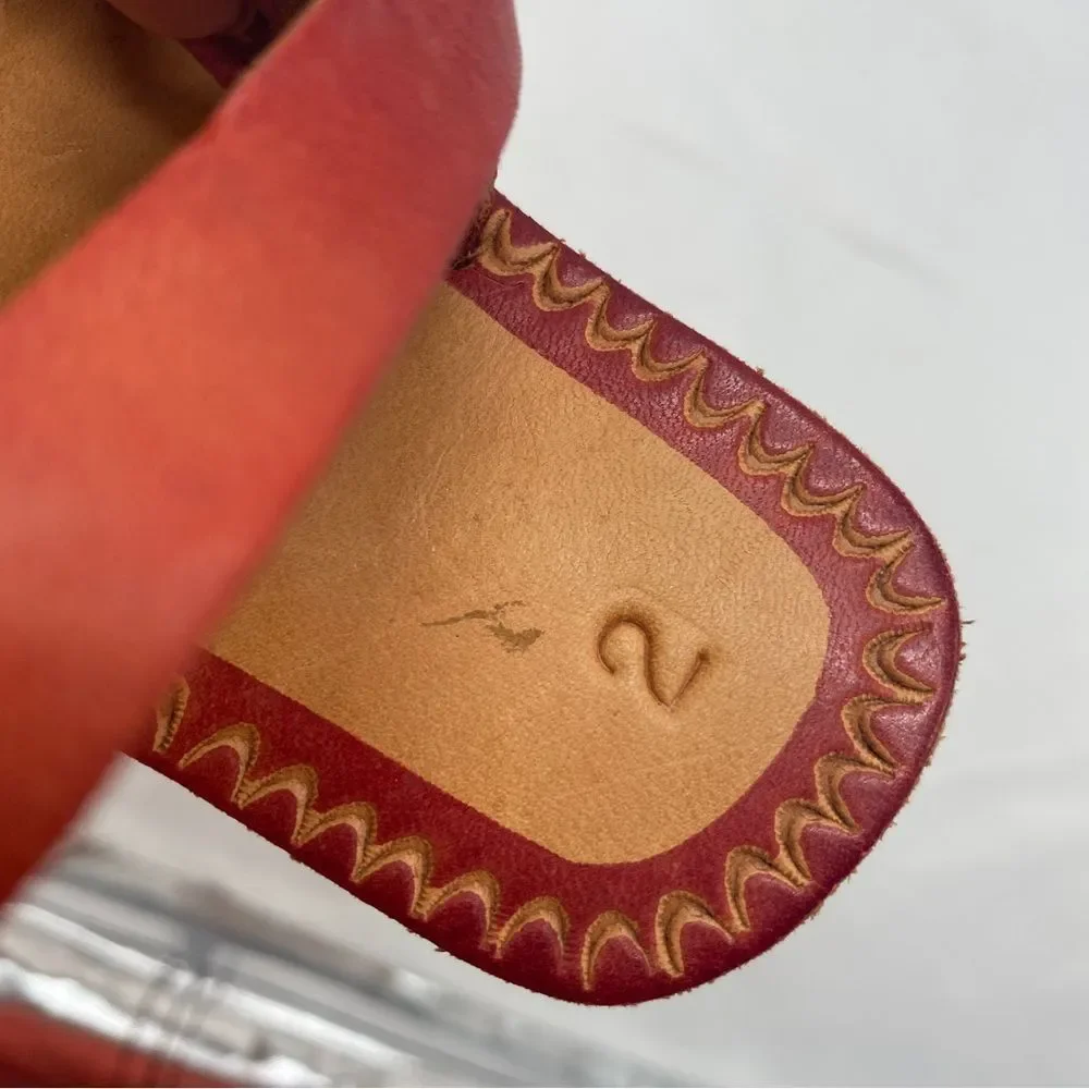 Handmade Mexico Leather Flower Sandals size 2 - Picture 4 of 6